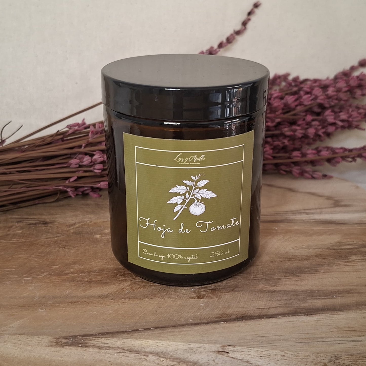 vela aromática de hoja de tomate con fragancia fresca y natural