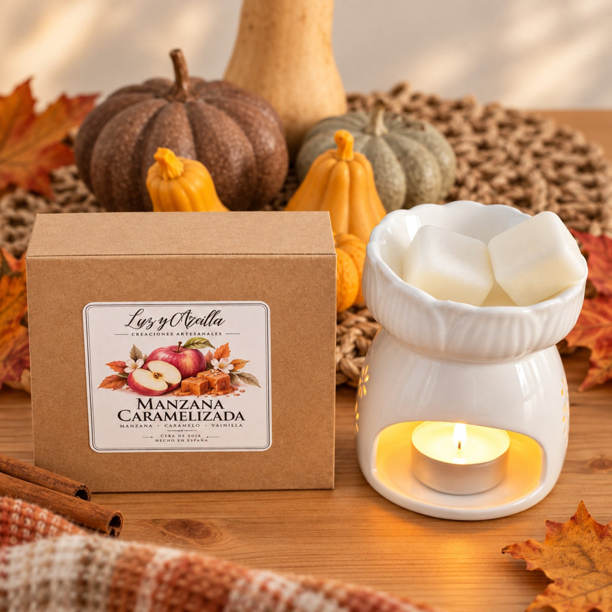 Wax Melts Manzana Caramelizada en quemador de cera