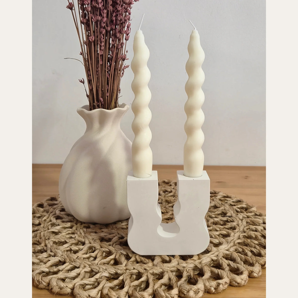 Velas para candelabro onduladas pequeñas artesanales