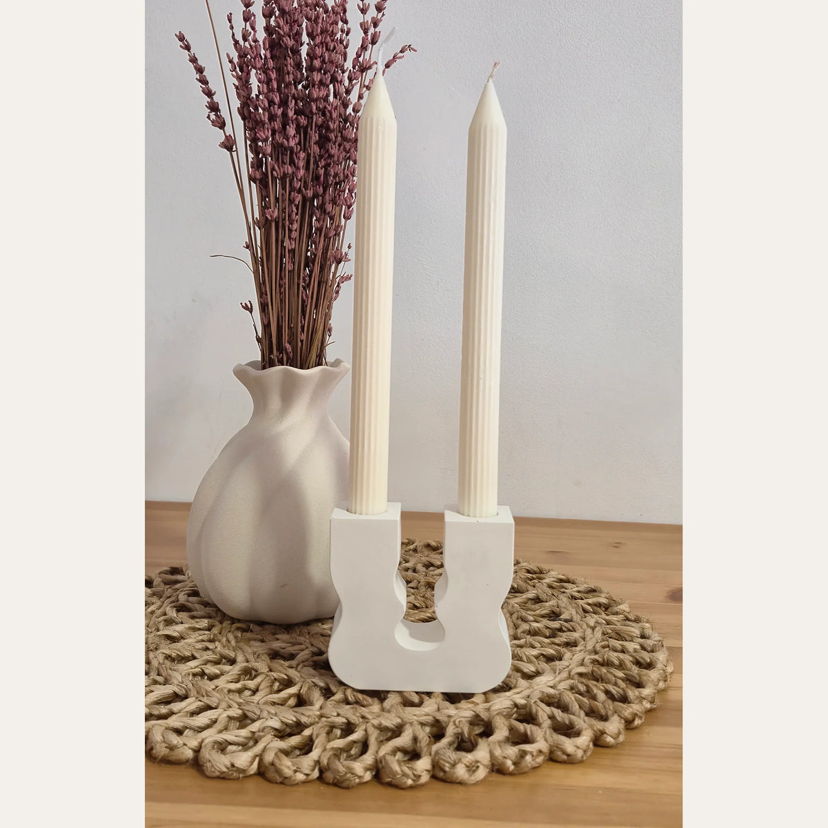 Velas para candelabro rayadas artesanales