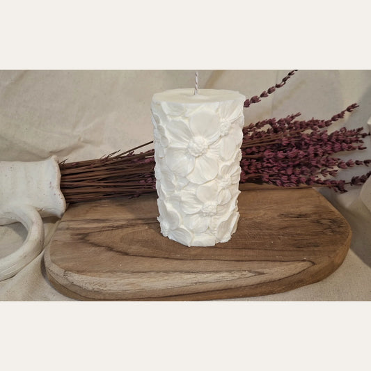 Vela decorativa Cilindro Crisantemo de Luz y Arcilla