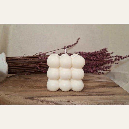 Vela decorativa Cubo Bubble Grande de Luz y Arcilla