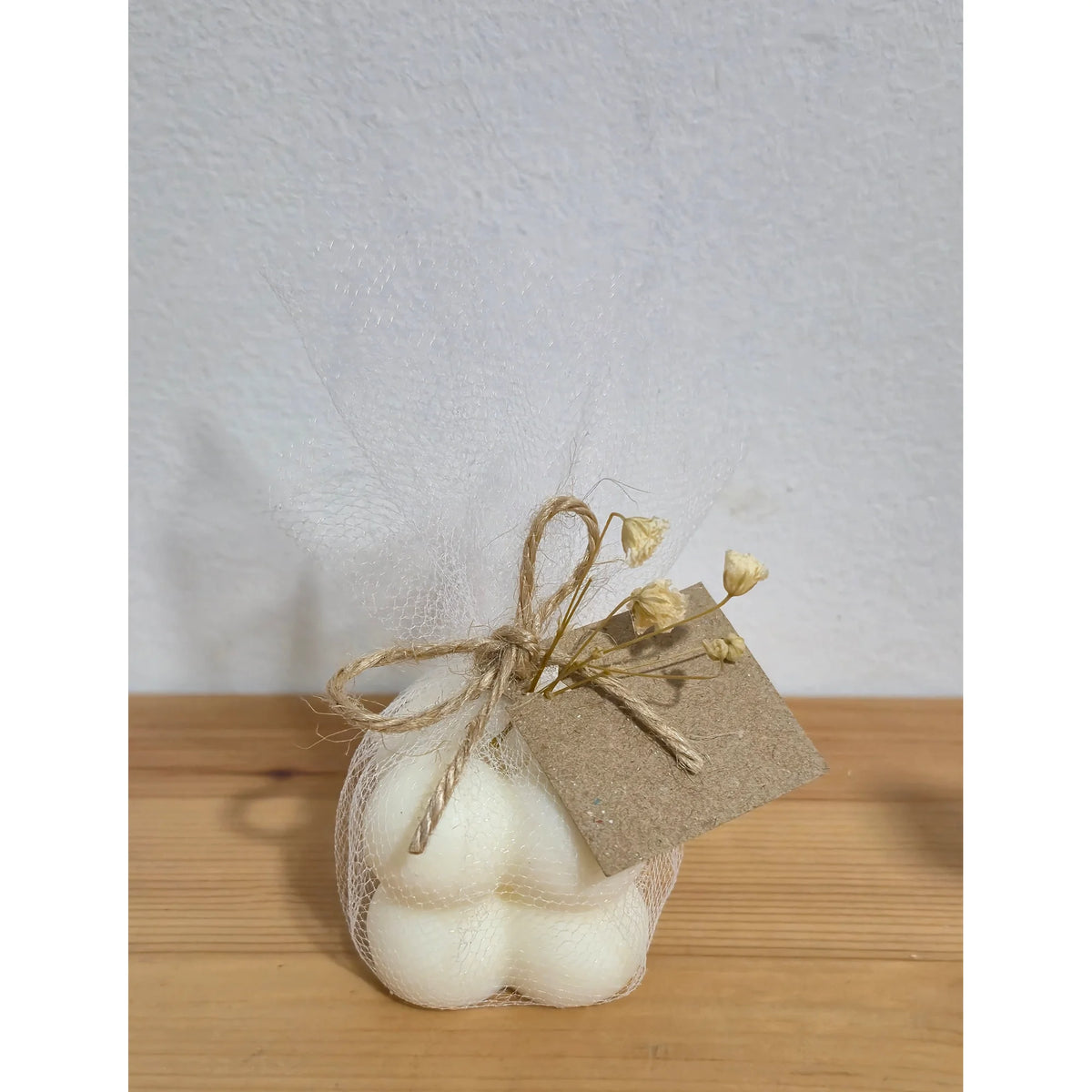 Vela Cubo Bubble Pequeño con packaging para detalle de boda o evento