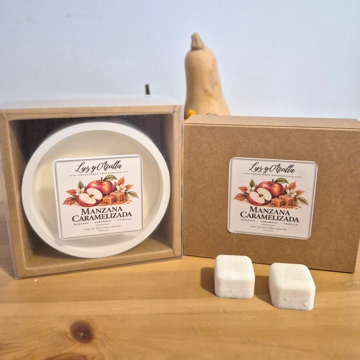 Pack Otoño con vela Manzana Caramelizada y Wax Melts Manzana Caramelizada