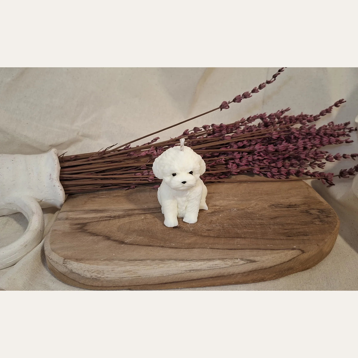 Vela decorativa Perro Cachorro artesanal de Luz y Arcilla