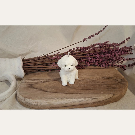 Vela decorativa Perro Cachorro artesanal de Luz y Arcilla