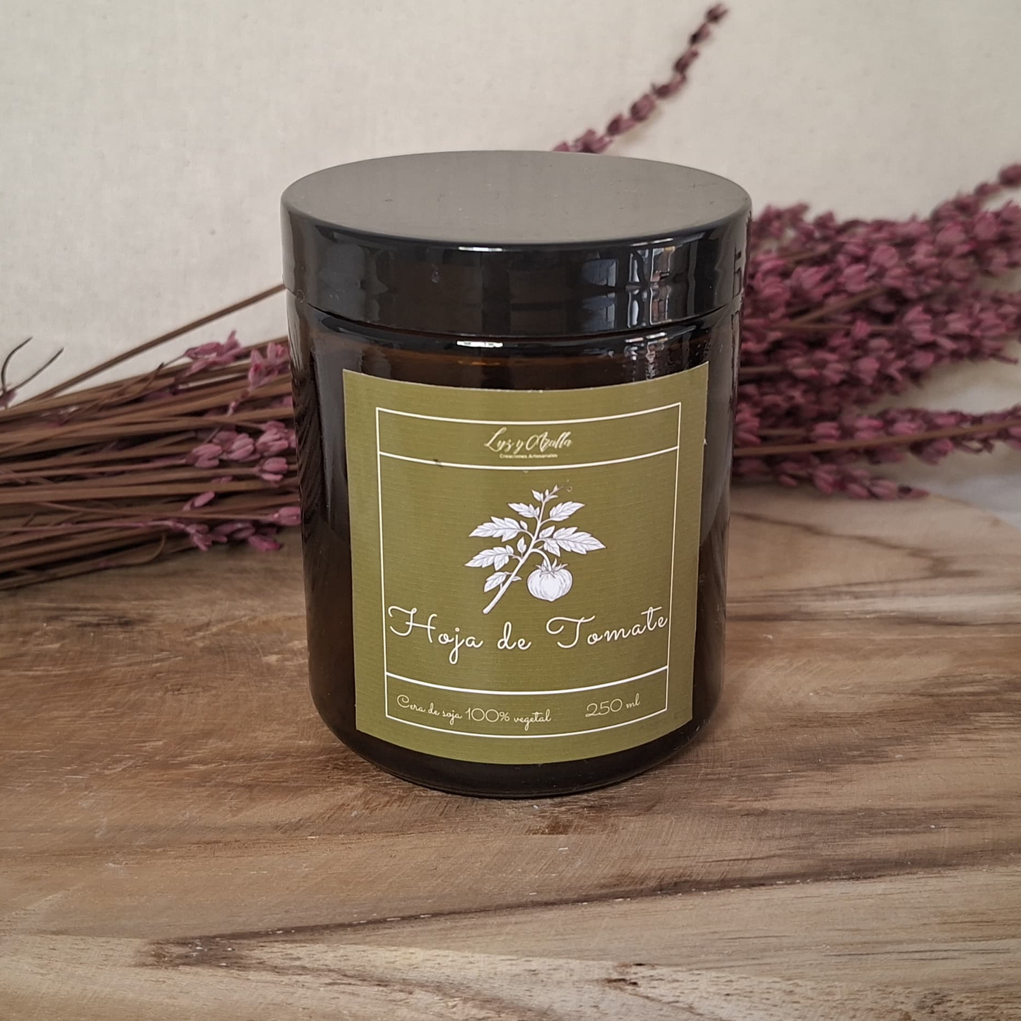 vela aromática de hoja de tomate con fragancia fresca y natural