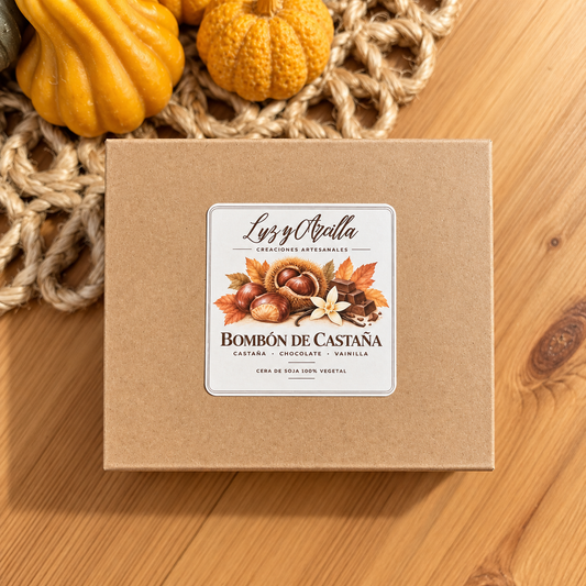 Wax Melts Bombón de Castaña con 20 castañas de cera en caja Kraft