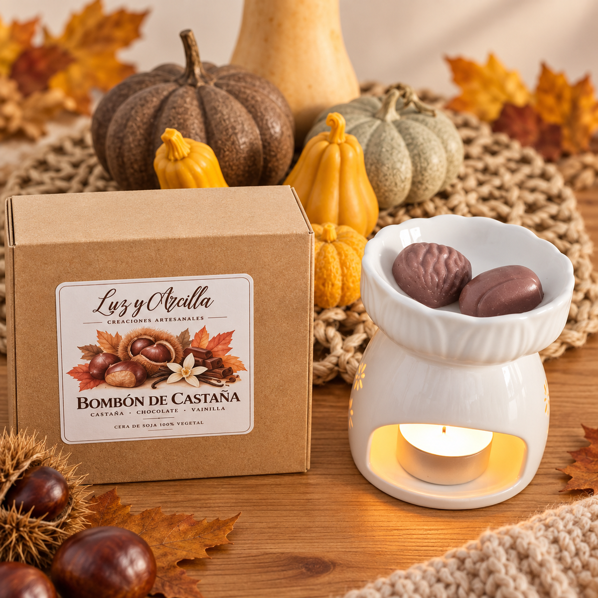 Wax Melts Bombón de Castaña de Luz y Arcilla para quemador