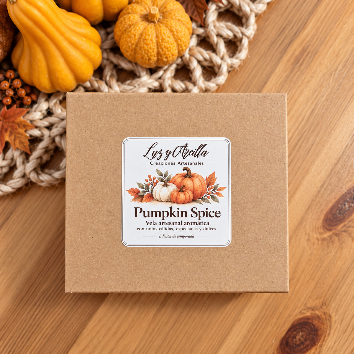 Surtido de 20 Wax Melts Pumpkin Spice con hojas, calabazas y bellotas