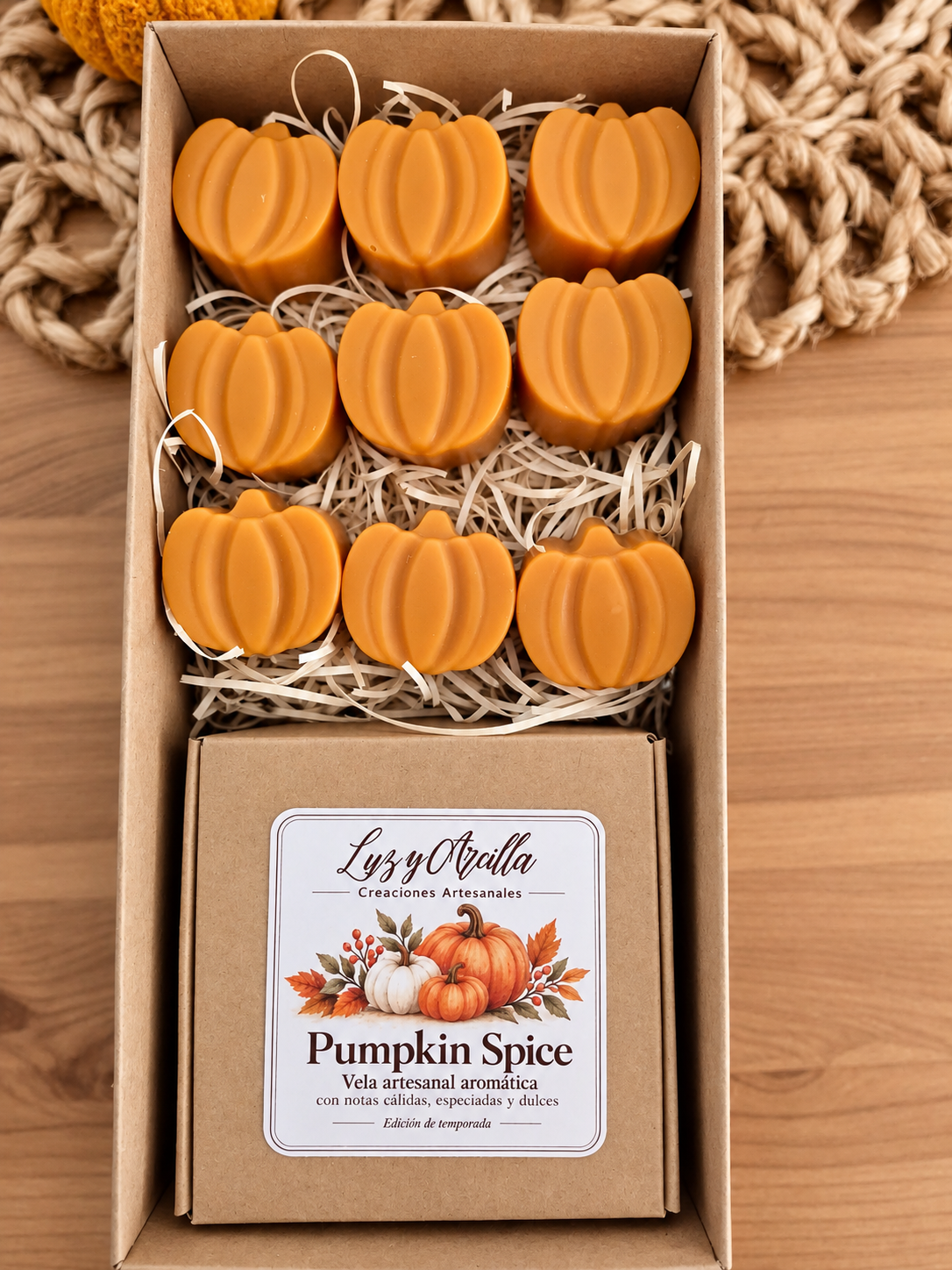 Wax Melts Pumpkin Spice artesanales en presentación otoñal