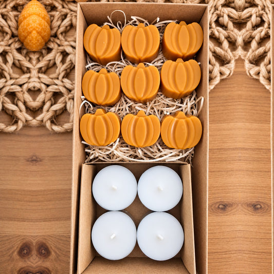 Wax Melts Pumpkin Spice con 9 mini calabazas y 4 velas de té incluidas