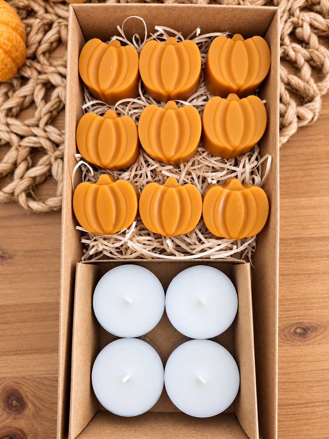 Wax Melts Pumpkin Spice con 9 mini calabazas y 4 velas de té incluidas